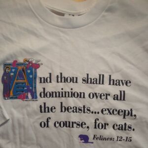 Deadstock Vintage Religious Christian Scripture Cat Feline Parody Joke T-Shirt